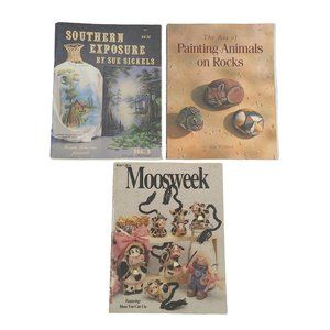 Vintage Crafting Books Lot Of 3 Painting Fabric Animal Canvas Applique Rock Art